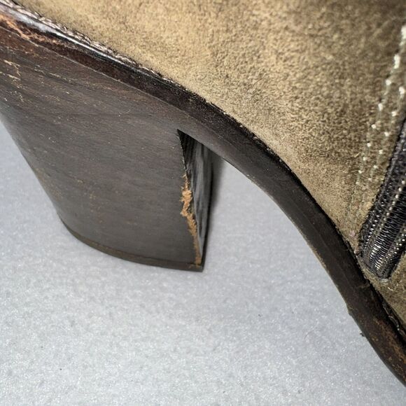 Aquatalia Olive Green Suede Stacked Heel Ankle Classic Booties Sz. 8.5 - Picture 5 of 10